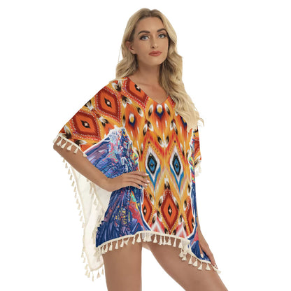 Native American Women's Square Fringed Shawl WCS