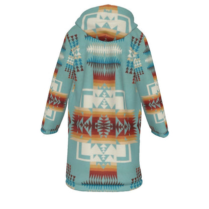 Native American Culture Pattern Horn Button Long Fleece Windbreaker WCS