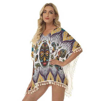 Native American Women's Square Fringed Shawl WCS