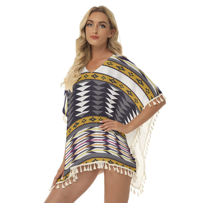 Native American Women's Square Fringed Shawl WCS