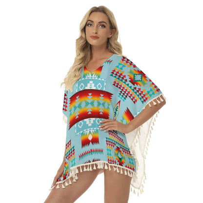 Native American Women's Square Fringed Shawl WCS