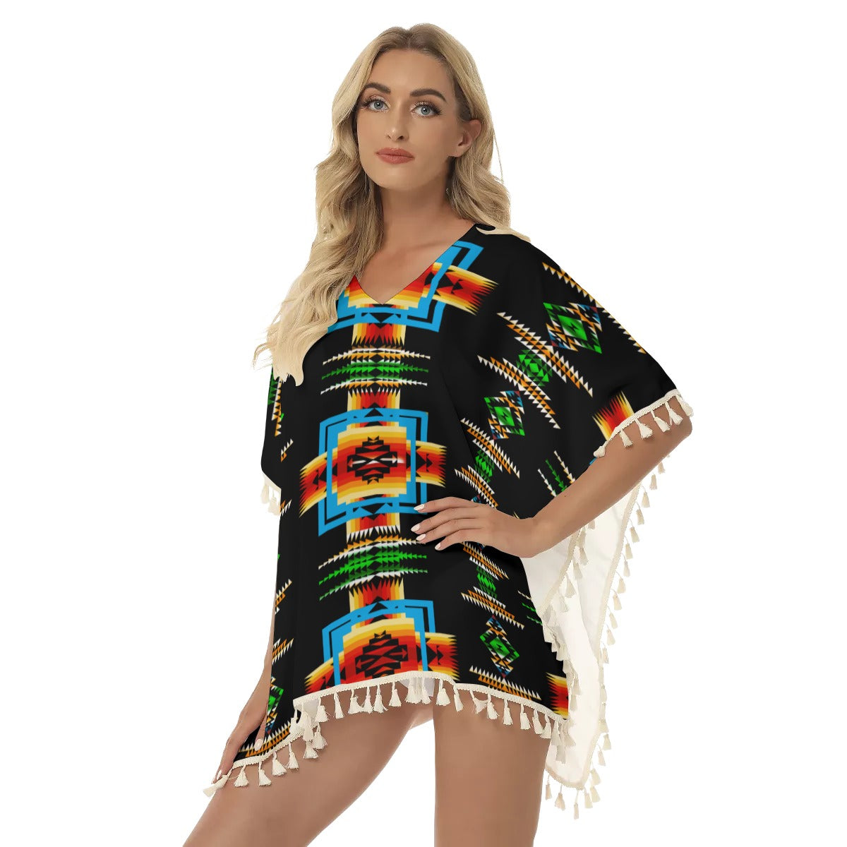 Native American Women's Square Fringed Shawl WCS