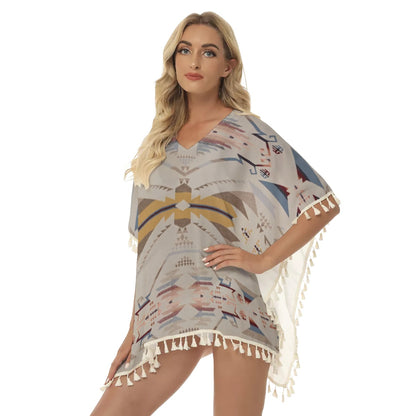 Native American Women's Square Fringed Shawl WCS