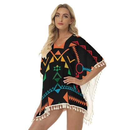 Native American Women's Square Fringed Shawl WCS