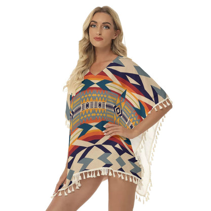 Native American Women's Square Fringed Shawl WCS