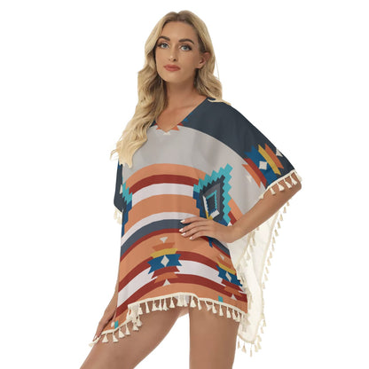 Native American Women's Square Fringed Shawl WCS
