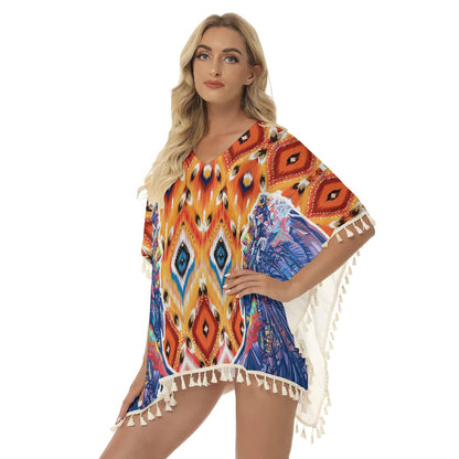 Native American Women's Square Fringed Shawl WCS