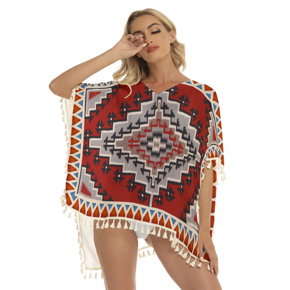 Native American Women's Square Fringed Shawl WCS