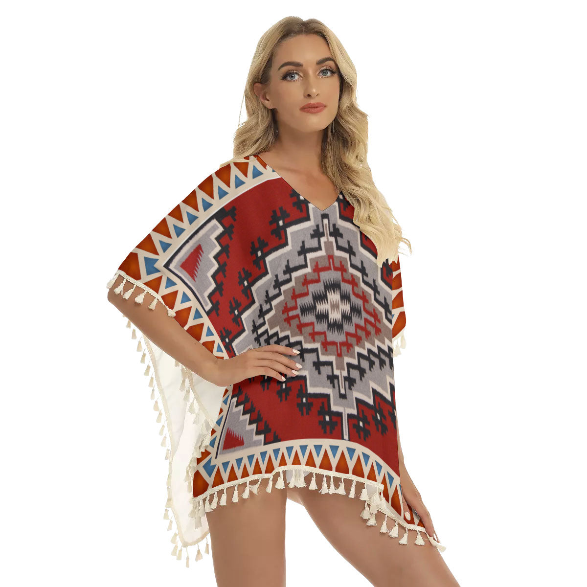 Native American Women's Square Fringed Shawl WCS