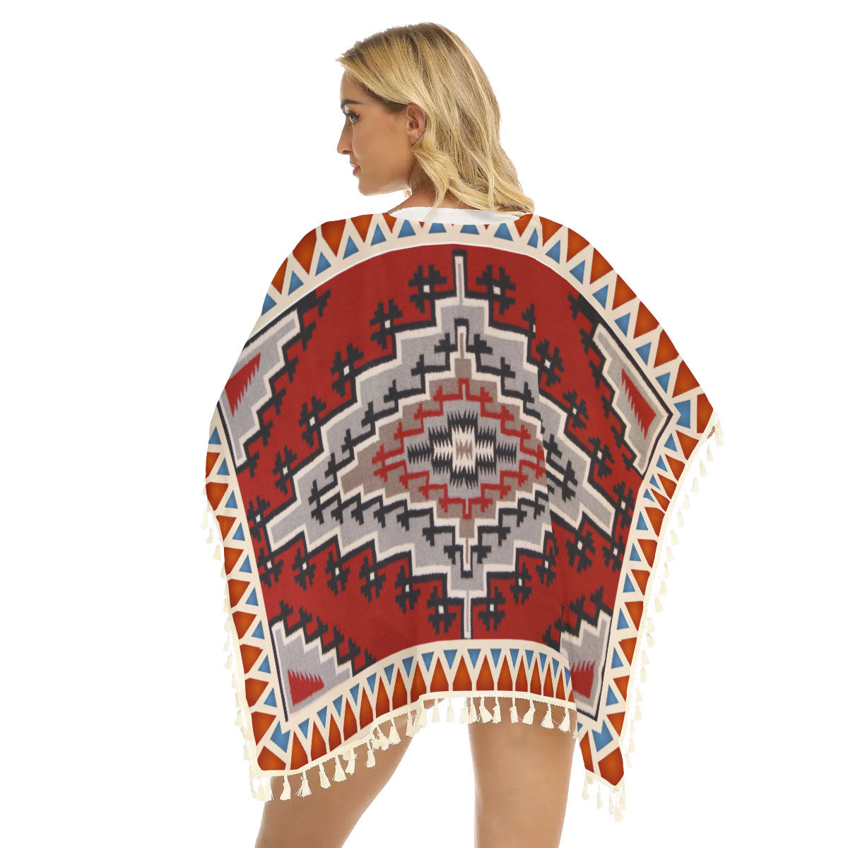 Native American Women's Square Fringed Shawl WCS