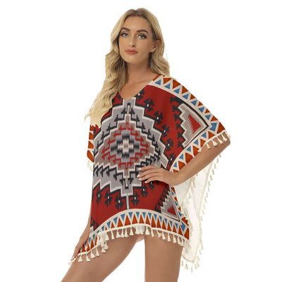 Native American Women's Square Fringed Shawl WCS