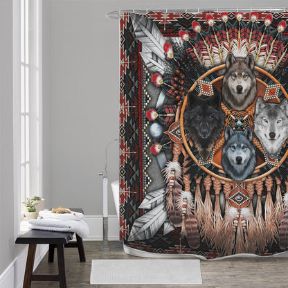 Wolf Dreamcatcher Native American Shower Curtains WCS