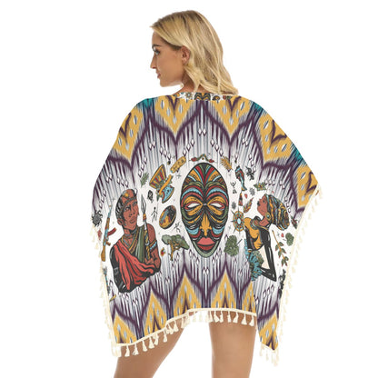 Native American Women's Square Fringed Shawl WCS