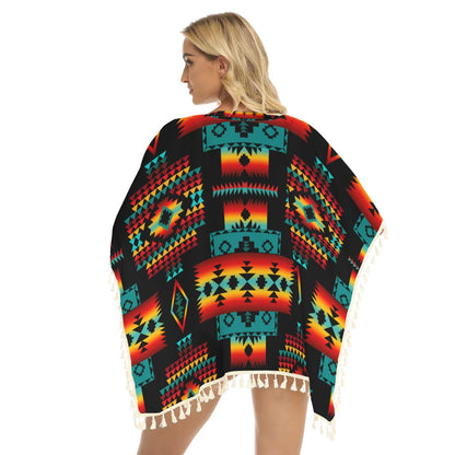 Native American Women's Square Fringed Shawl WCS