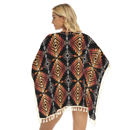 Native American Women's Square Fringed Shawl WCS