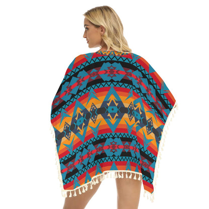 Native American Women's Square Fringed Shawl WCS
