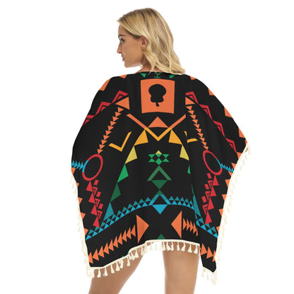 Native American Women's Square Fringed Shawl WCS