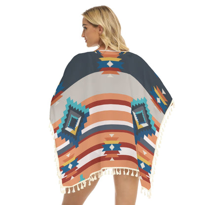 Native American Women's Square Fringed Shawl WCS