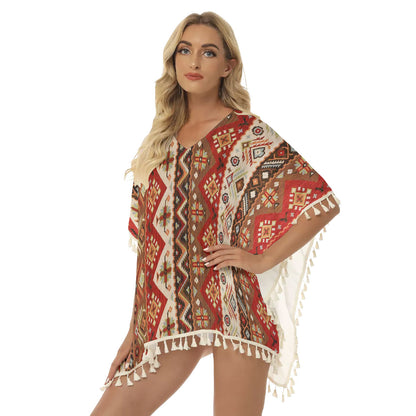 Native American Women's Square Fringed Shawl WCS