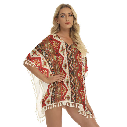 Native American Women's Square Fringed Shawl WCS