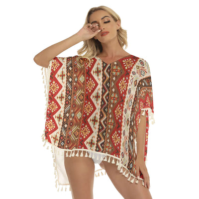 Native American Women's Square Fringed Shawl WCS