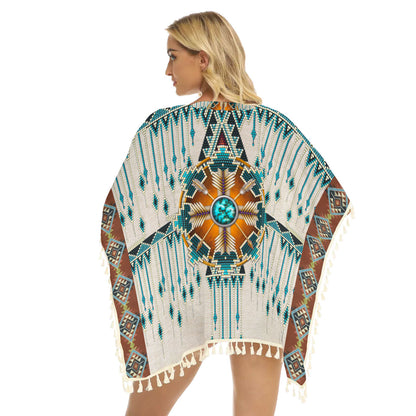 Native American Women's Square Fringed Shawl WCS
