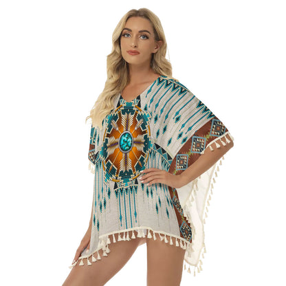 Native American Women's Square Fringed Shawl WCS