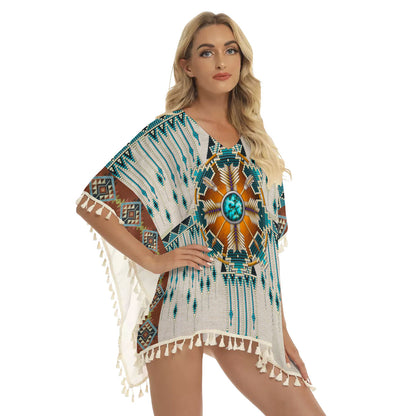 Native American Women's Square Fringed Shawl WCS