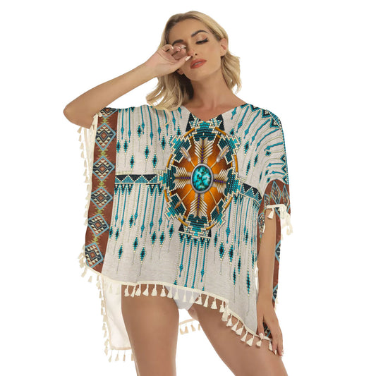 Native American Women's Square Fringed Shawl WCS