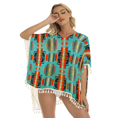 Native American Women's Square Fringed Shawl WCS