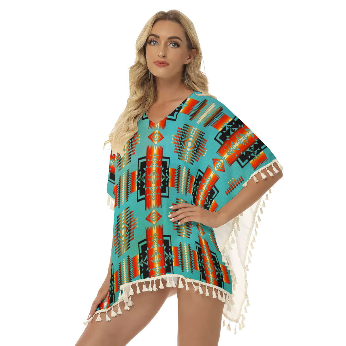 Native American Women's Square Fringed Shawl WCS