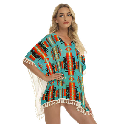 Native American Women's Square Fringed Shawl WCS