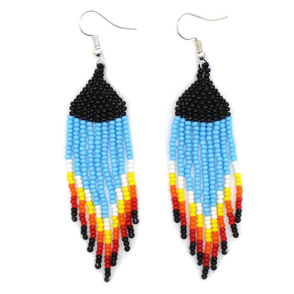 Multi-Colored Handmade Beaded Necklace Earrings Set WCS