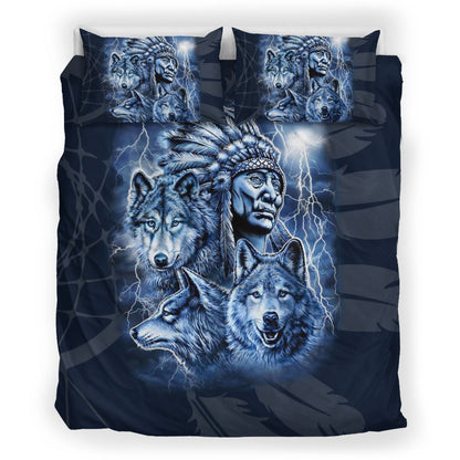 Native Three Wolves Bedding Set WCS