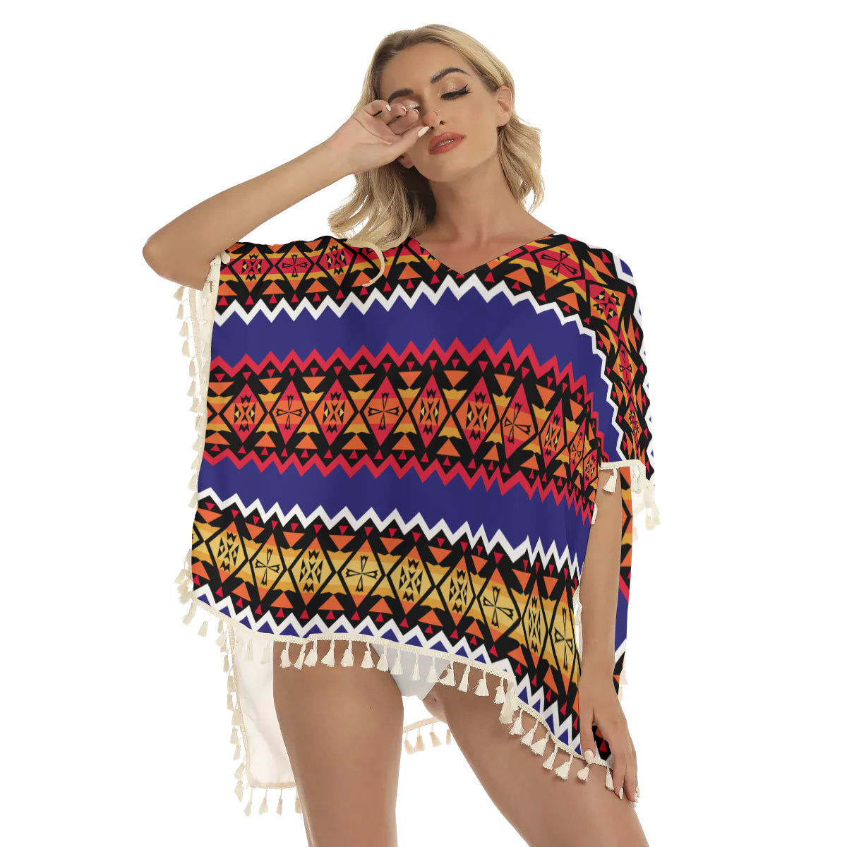 Native American Women's Square Fringed Shawl WCS
