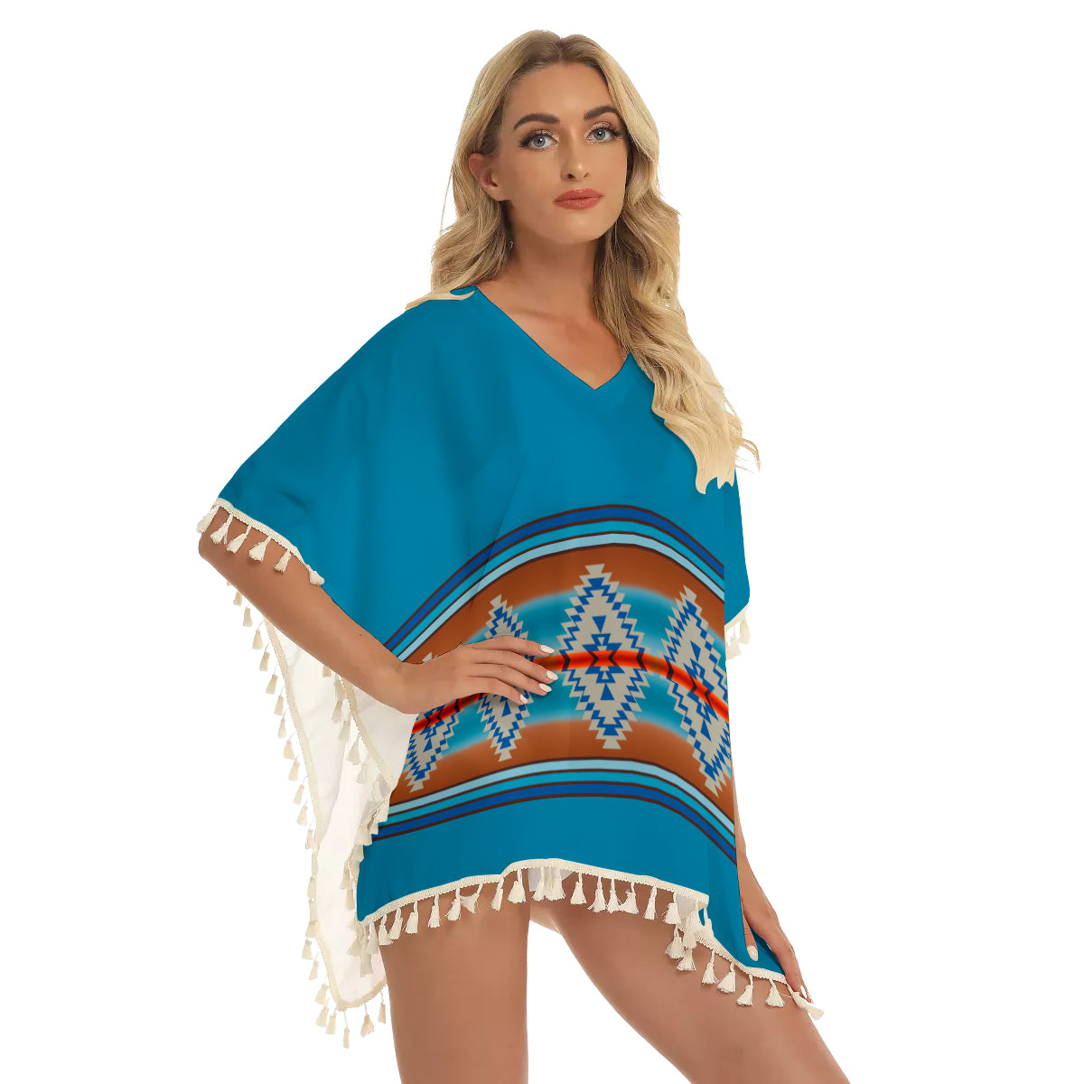 Native American Women's Square Fringed Shawl WCS