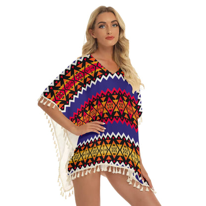 Native American Women's Square Fringed Shawl WCS