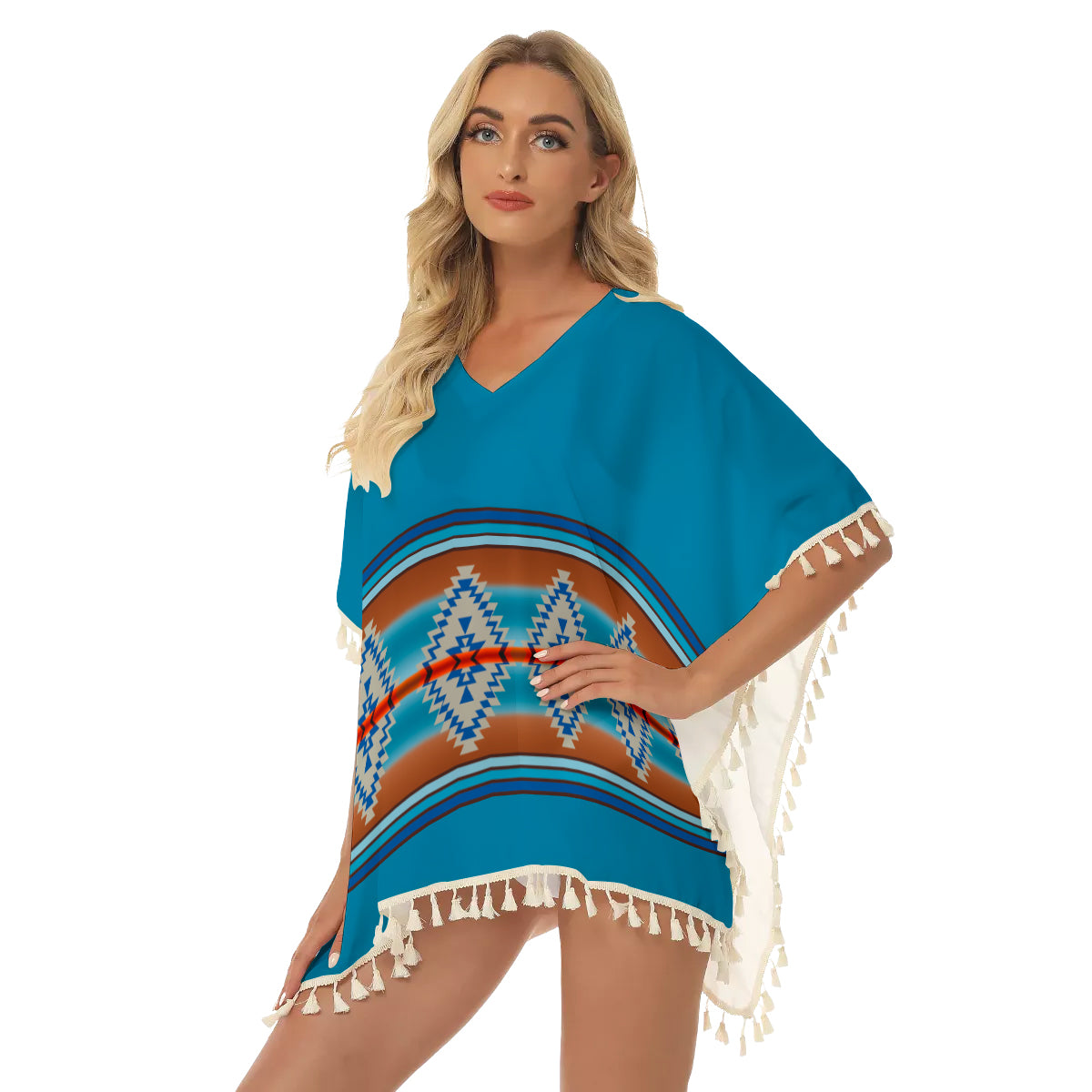 Native American Women's Square Fringed Shawl WCS