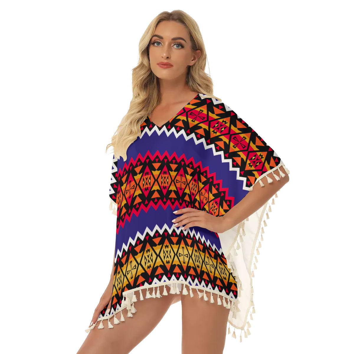 Native American Women's Square Fringed Shawl WCS