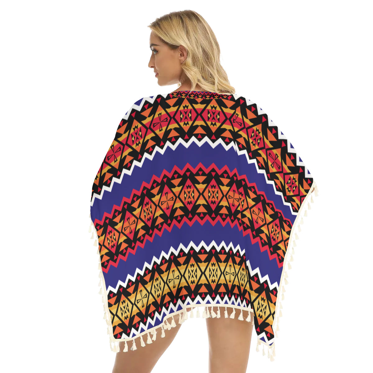 Native American Women's Square Fringed Shawl WCS