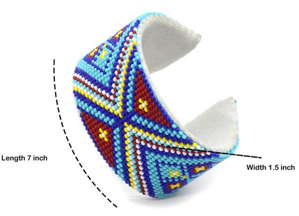 Handmade beaded Geometric Turquoise Blue Hard Cuff bracelet WCS