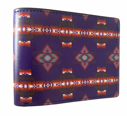 Southwest native design Men's Leather Bifold ID Card Holder Purse Wallet WCS