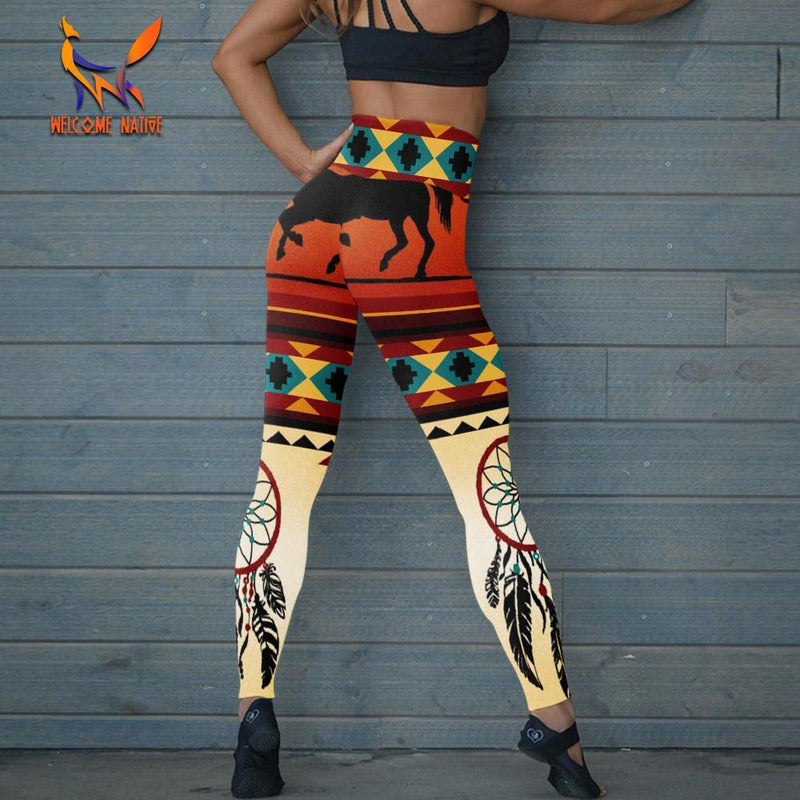 Horse-Shaped Border Dream Catcher Leggings WCS