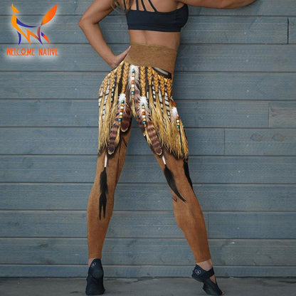 Brown Native Pattern Dream Catcher Leggings WCS