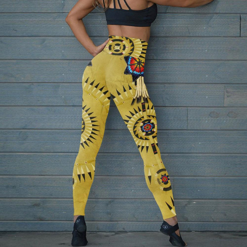 Yellow Pattern Dream Catcher Leggings WCS