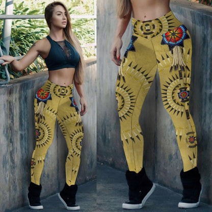 Yellow Pattern Dream Catcher Leggings WCS