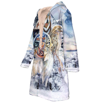 Animal Spirit Horn Button Long Fleece Windbreaker WCS
