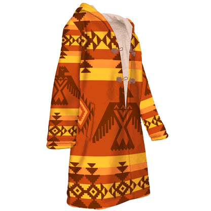 Native American Culture Pattern Horn Button Long Fleece Windbreaker WCS