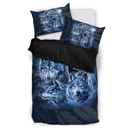 Native Three Wolves Bedding Set WCS